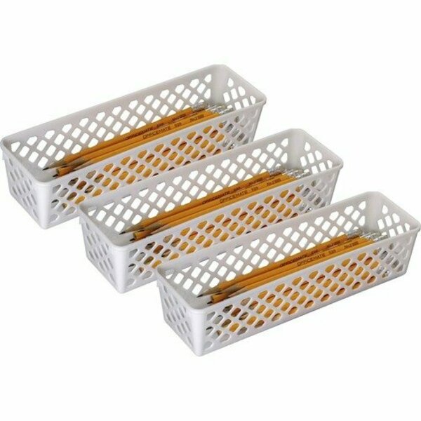 Officemate Supply Basket, Long, 10-1/10inWx3-3/5inDx3-2/5inH, White, 3PK OIC26204